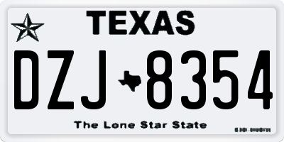 TX license plate DZJ8354