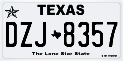 TX license plate DZJ8357