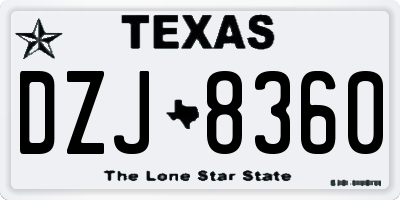 TX license plate DZJ8360