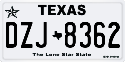 TX license plate DZJ8362
