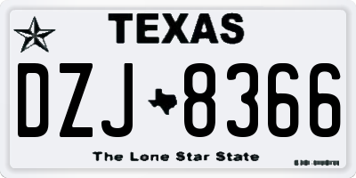 TX license plate DZJ8366