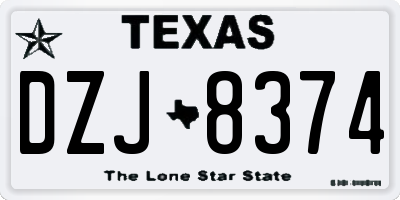 TX license plate DZJ8374