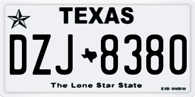 TX license plate DZJ8380