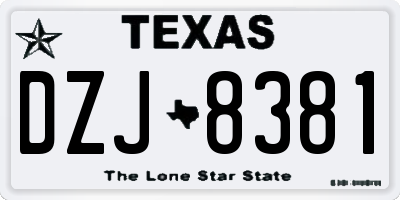 TX license plate DZJ8381