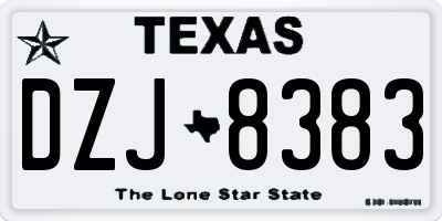 TX license plate DZJ8383