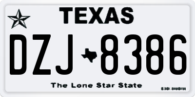 TX license plate DZJ8386