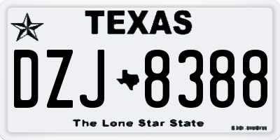 TX license plate DZJ8388