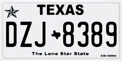 TX license plate DZJ8389