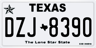 TX license plate DZJ8390