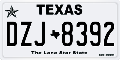 TX license plate DZJ8392