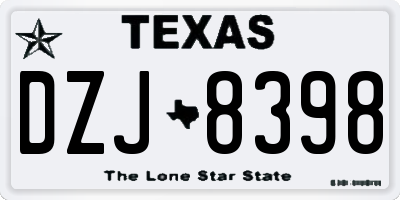 TX license plate DZJ8398