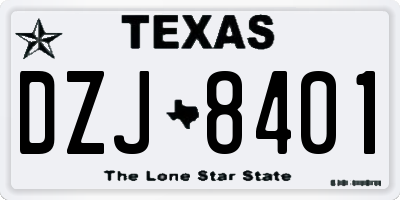 TX license plate DZJ8401