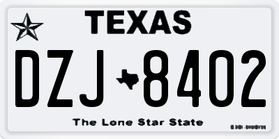 TX license plate DZJ8402