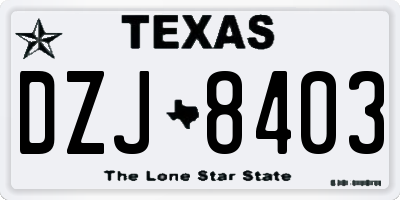 TX license plate DZJ8403