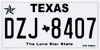 TX license plate DZJ8407