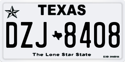 TX license plate DZJ8408