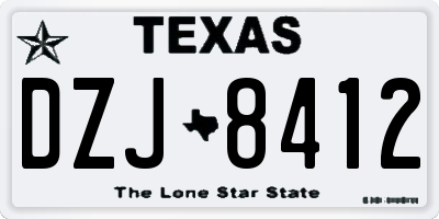 TX license plate DZJ8412