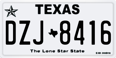 TX license plate DZJ8416
