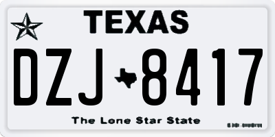 TX license plate DZJ8417