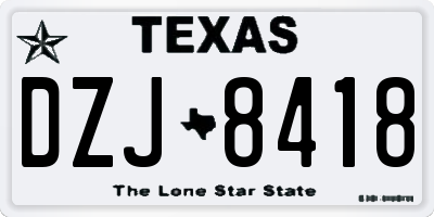 TX license plate DZJ8418