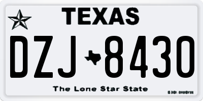 TX license plate DZJ8430