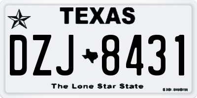 TX license plate DZJ8431