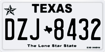 TX license plate DZJ8432