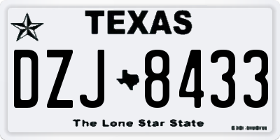 TX license plate DZJ8433