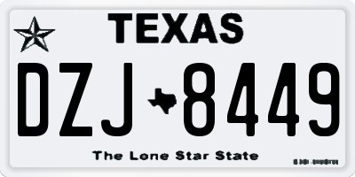 TX license plate DZJ8449