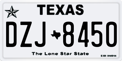 TX license plate DZJ8450