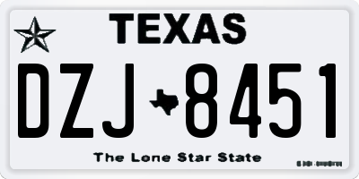 TX license plate DZJ8451