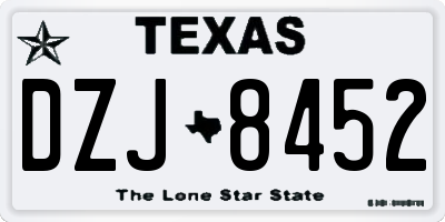TX license plate DZJ8452