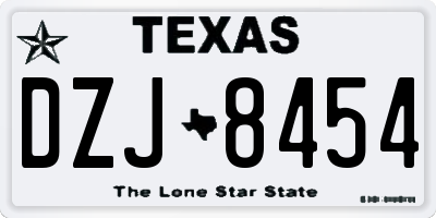 TX license plate DZJ8454