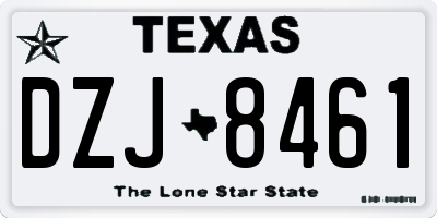 TX license plate DZJ8461