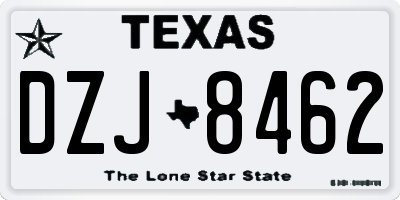 TX license plate DZJ8462