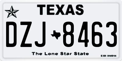 TX license plate DZJ8463