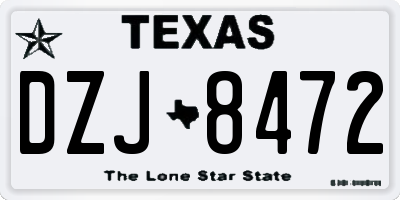 TX license plate DZJ8472