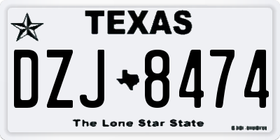 TX license plate DZJ8474
