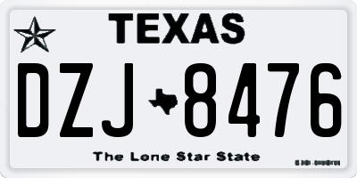 TX license plate DZJ8476