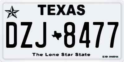 TX license plate DZJ8477