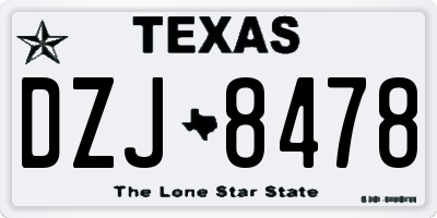 TX license plate DZJ8478