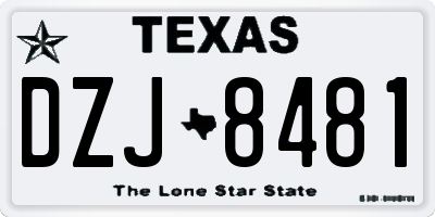 TX license plate DZJ8481