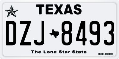 TX license plate DZJ8493
