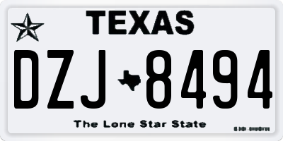 TX license plate DZJ8494