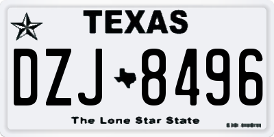 TX license plate DZJ8496