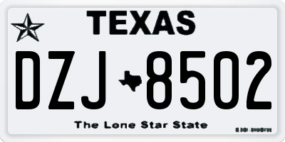 TX license plate DZJ8502