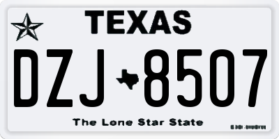 TX license plate DZJ8507