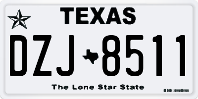 TX license plate DZJ8511