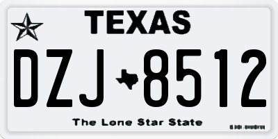 TX license plate DZJ8512
