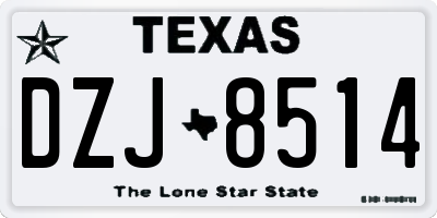 TX license plate DZJ8514